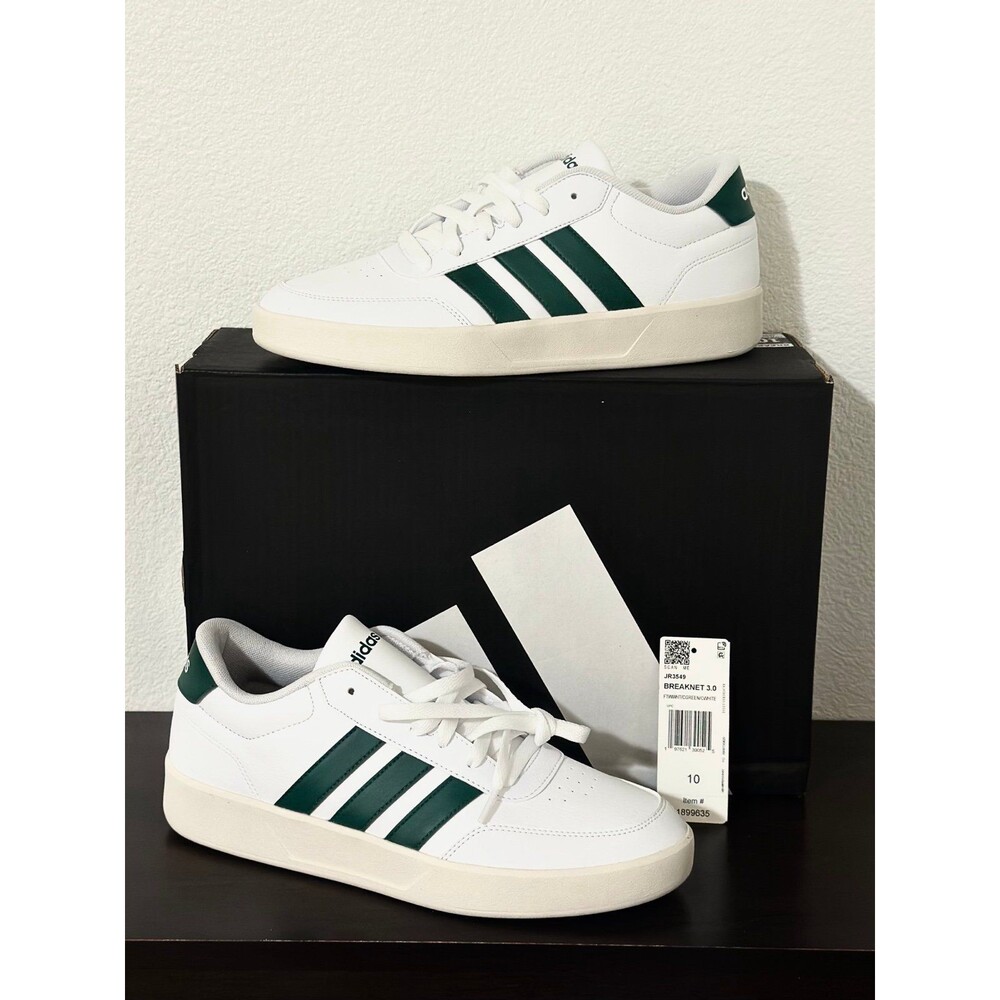 Adidas Breaknet 3.0 Men's Size 10 White College Green Three Stripe NWT